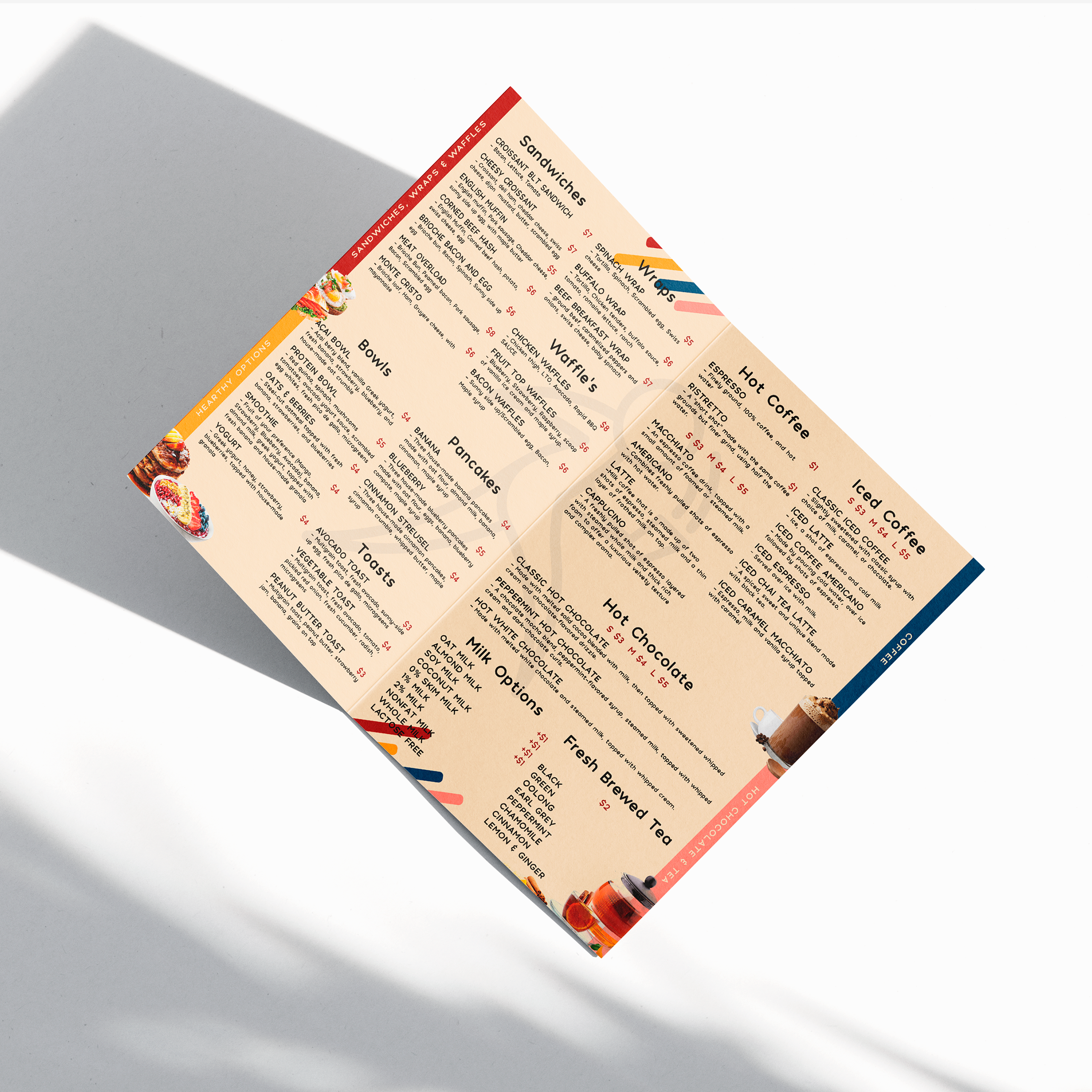 content menu for rapid cafe